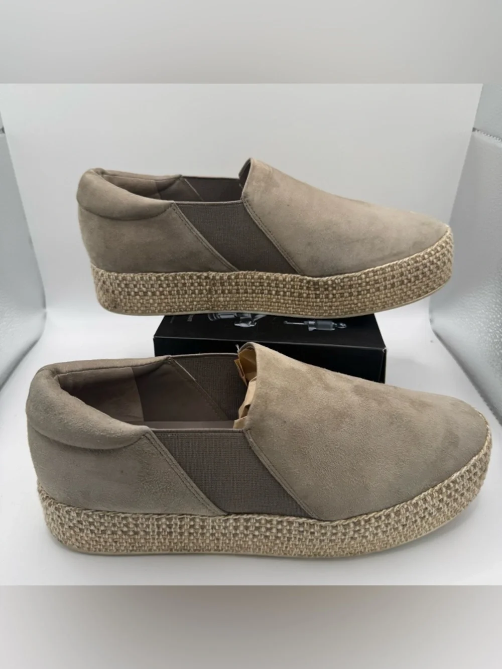 Vince Wilden Dove Gray Suede Platform Espadrilles 8 Quiet Luxury Coastal Luxe